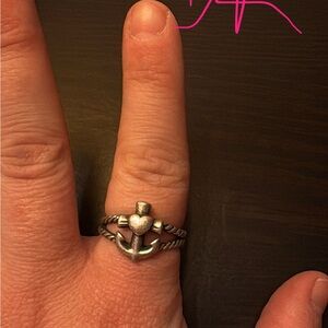 Silver Anchor Heart Ring